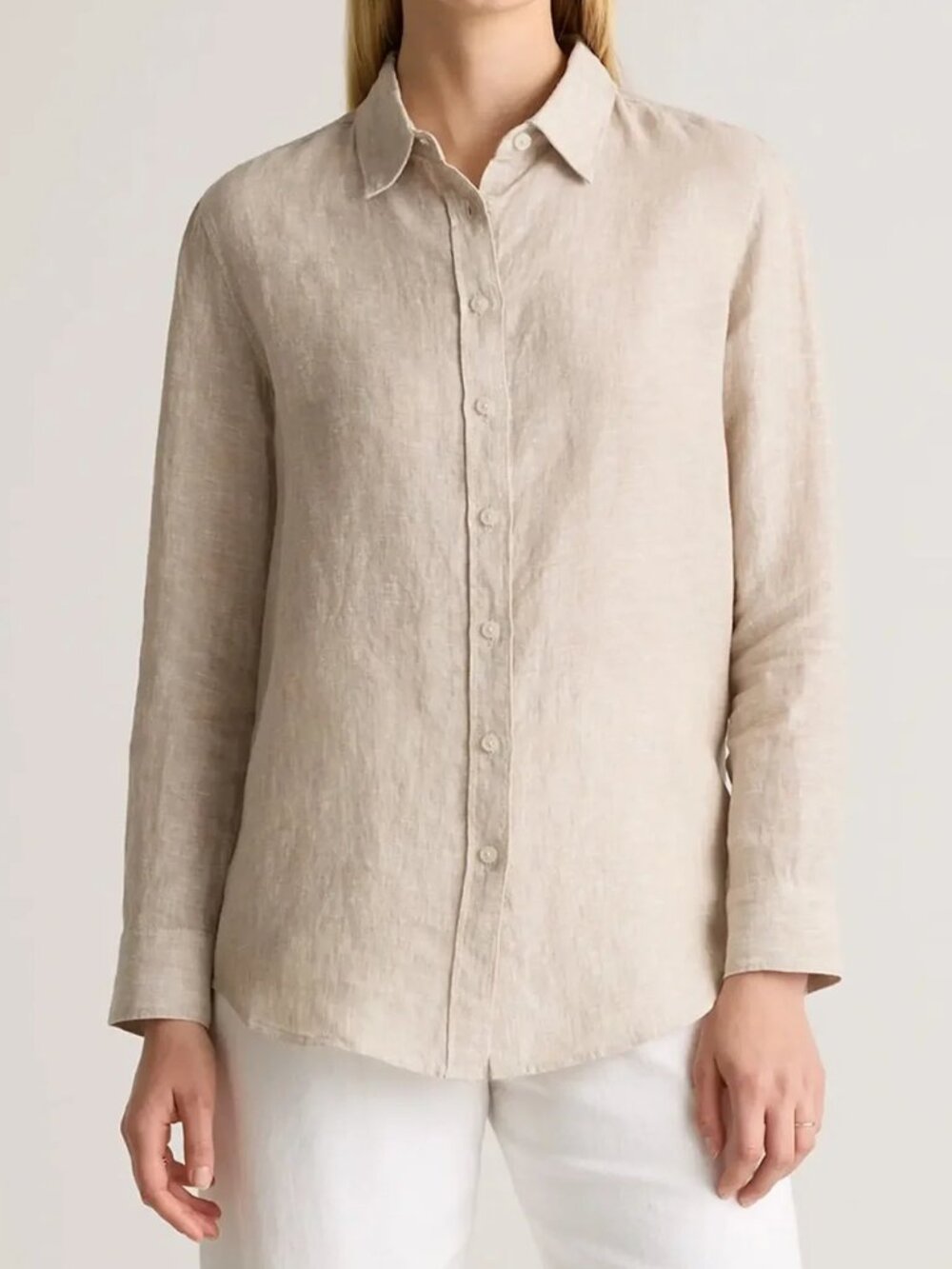 Quince • 100% European Linen Long Sleeve Shirt in Driftwood